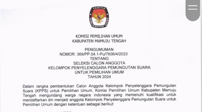  pengumuman seleksi calon anggota KPPS Pemilu 2024